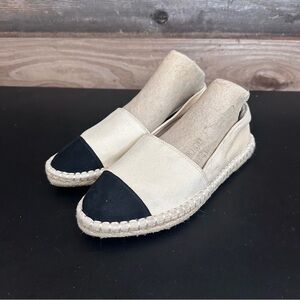 A New Day Women's Maggie Espadrille Flats Cream Black Cap Toe Flats Size 7.5
